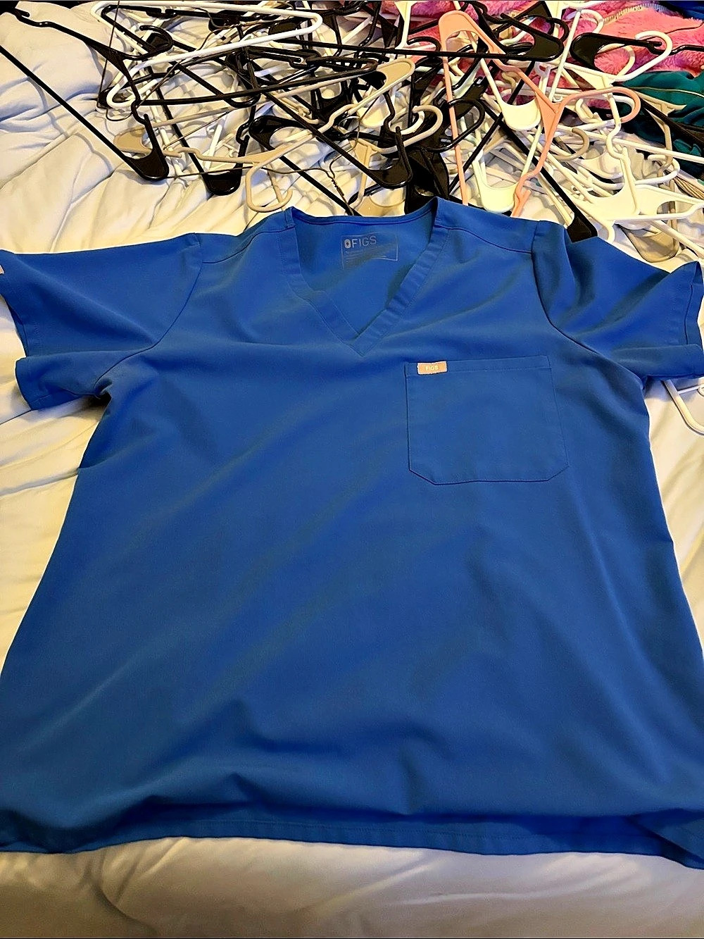 FIGS Catarina Scrub Top V-Neck Blue XL